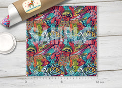 Ethnic flowers and feathers Patterned HTV 136