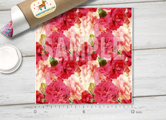 Red Watercolor Rose Patterned HTV 227