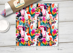 Watercolor Parrots Birds Patterned HTV 113