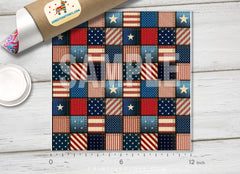 American flag patchwork Patterned HTV 025