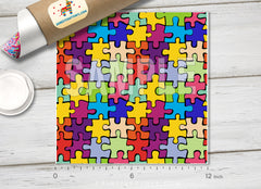 Colorful puzzle Pattern printed Vinyl/ Indoor Vinyl/ Outdoor Vinyl/ Heat Transfer Vinyl-374 - Printive Vinyl | Patterned Vinyl