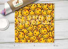 Smile Face Emoji Patterned HTV 033