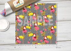 Toucan, palm trees, tropical hibiscus Pattern Printed Vinyl/ Indoor/ Outdoor/ HTV-260 - Printive Vinyl | Patterned Vinyl