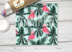 Pink flamingos palm tree Printed Vinyl/ Indoor Vinyl/ Outdoor Vinyl/ Heat Transfer Vinyl- 200