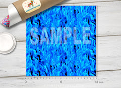 Blue Fire Flame Patterned HTV 746