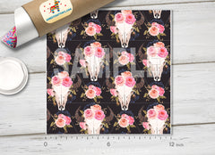 Buffalo skull Pattern Printed Vinyl, Indoor, Outdoor, Heat Transfer Vinyl-693 - Printive Vinyl | Patterned Vinyl