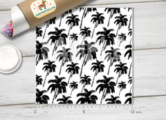 Black and White Palm Tree Patterned HTV 1399