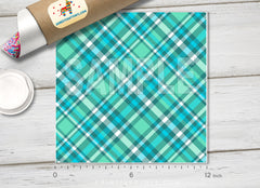 Teal Green tartan plaid Pattern printed Vinyl/ Indoor/ Outdoor/ Heat Transfer Vinyl-408 - Printive Vinyl | Patterned Vinyl
