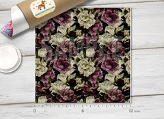 Watercolor Dark Roses Patterned HTV 720