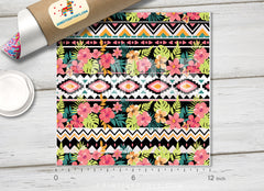 Ethnic mix tropical flower Patterned HTV-020