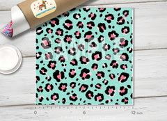 Teal Leopard Patterned HTV 1048