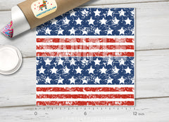 Grunge American Flag Patterned Adhesive Vinyl 357