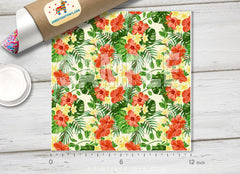 Tropical Hibiscus, Palm Leaves Printed HTV- 901
