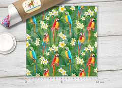 Topical Parrot and Floral Patterned HTV 275