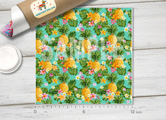 Pineapples and Tropical Flowers Patterned HTV 125