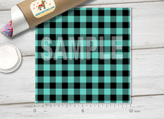 Mint Black Plaid Patterned HTV 1119