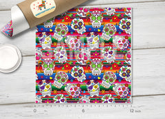 Sugar Skull Serape Patterned HTV 1303