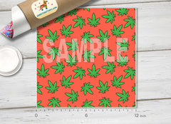 Marijuana Cannabis leaf Patterned HTV- 912
