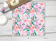 Pink Rose and Leopard Patterned HTV- 932