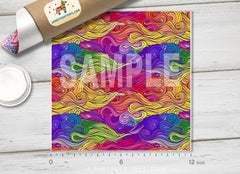 Rainbow waves and clouds Pattern Printed Vinyl/ Indoor Vinyl/ Outdoor Vinyl/ Heat Transfer Vinyl- 609 - Printive Vinyl | Patterned Vinyl