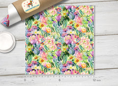 Watercolor Blooming Cactus Patterned HTV 520