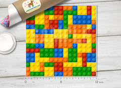 Colorful Block Toy Feathers Patterned Adhesive Vinyl 037