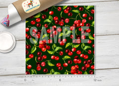 Watercolor Cherry Pattern Printed Vinyl/ Indoor Vinyl/ Outdoor Vinyl/ Heat Transfer Vinyl- 613 - Printive Vinyl | Patterned Vinyl