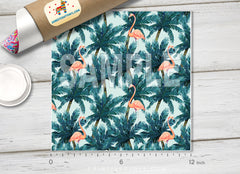 Palm Tree Flamingo Patterned HTV 1137