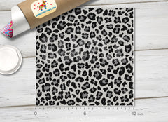 Black Gray Leopard Printed HTV- 794