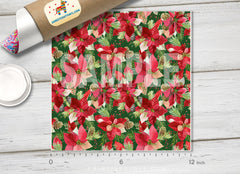 Christmas Winter Poinsettia Flowers Adhesive Patterned HTV X002
