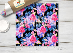 Watercolor Flowers Pattern Printed Vinyl/ Indoor Vinyl/ Outdoor Vinyl/ Heat Transfer Vinyl-600 - Printive Vinyl | Patterned Vinyl