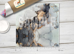 Black and Gold Abstract Marble Patterned HTV 1044