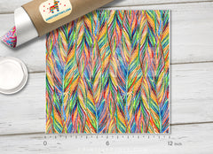 Rainbow Bird Feather Braid Patterned HTV 470