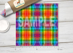Rainbow Plaid Patterned Adhesive Vinyl 177