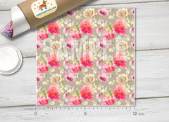 Peony Flowers Patterned Adhesive Vinyl 077