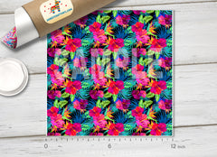 Tropical Flower printed Faux Leather 042