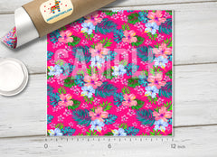 Tropical hibiscus palm leaf Printed Vinyl/ Indoor Vinyl/ Outdoor Vinyl/ Heat Transfer Vinyl-689 - Printive Vinyl | Patterned Vinyl