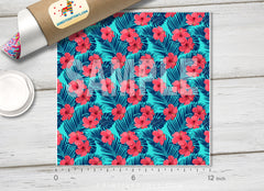 Tropical flowers and palm leaves Patterned HTV 098
