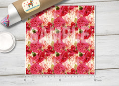 Red Watercolor Rose Patterned HTV 227