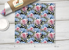Watercolor Hydrangea Roses Patterned HTV  466