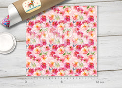 Pink watercolor flowers Patterned HTV 354