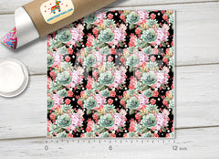 Peony Flowers Roses Patterned HTV 395