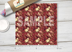 Burgundy Flower Patterned HTV 713