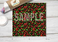 Watercolor Cherry Pattern Printed Vinyl/ Indoor Vinyl/ Outdoor Vinyl/ Heat Transfer Vinyl- 613 - Printive Vinyl | Patterned Vinyl
