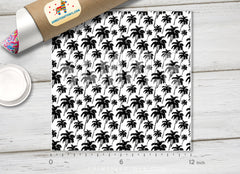 Black and White Palm Tree Patterned HTV 1399