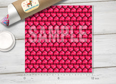 Striped Background with Pink Hearts Printed Vinyl/ Indoor Vinyl/ Outdoor Vinyl/ Heat Transfer Vinyl- 636 - Printive Vinyl | Patterned Vinyl