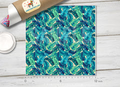 Green Tropical Leaves Patterned HTV 445