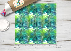 Green Abstract Watercolor Patterned HTV 471