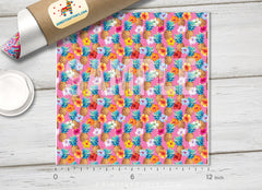 Hawaiian pineapples and hibiscus Flowers Patterned HTV  175