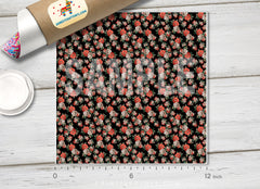 Flower Black Background Patterned Adhesive Vinyl 117